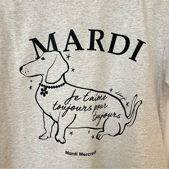 NWOT MARDI MERCREDI TSHIRT SWING THE TAIL DDANJI FLOWER CHOKER_OATMEAL BLACK - Picture 5 of 8